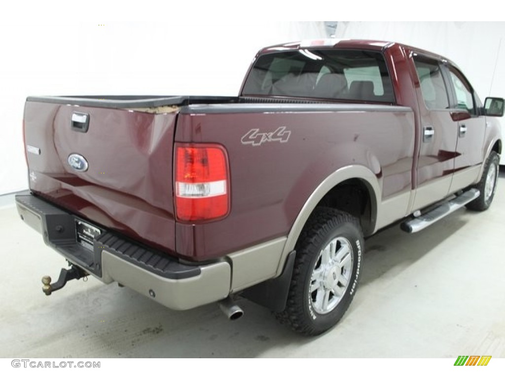 2006 F150 Lariat SuperCrew 4x4 - Dark Toreador Red Metallic / Tan photo #6