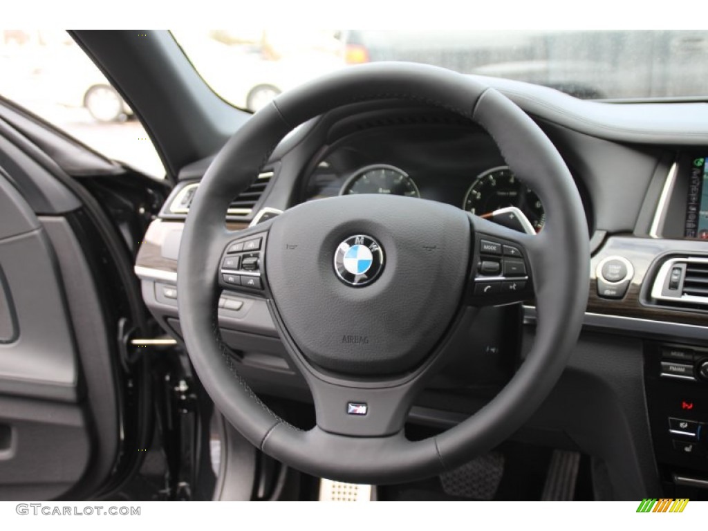 2014 BMW 7 Series 750i xDrive Sedan Black Steering Wheel Photo #101437261