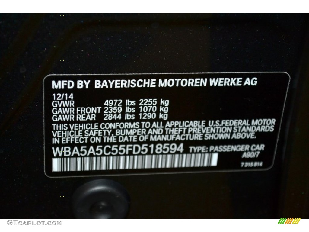 2015 5 Series 528i Sedan - Dark Graphite Metallic / Black photo #5