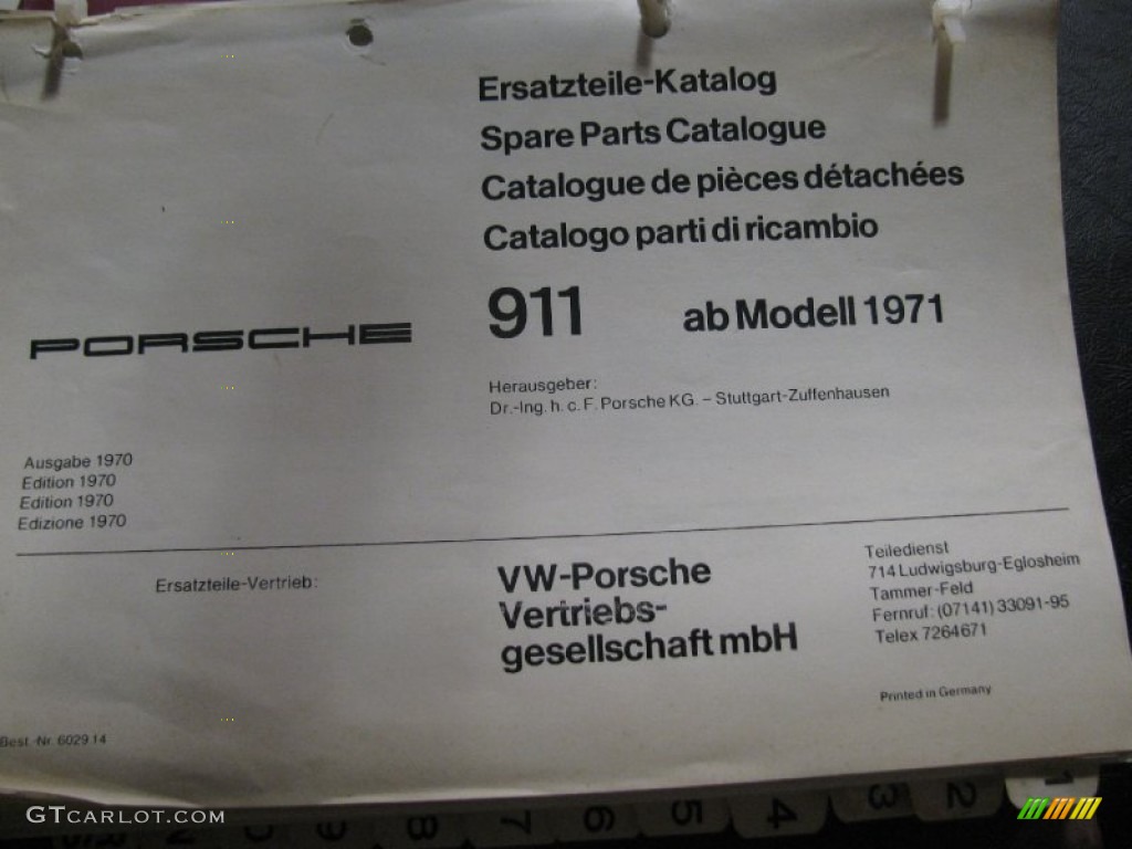 1971 Porsche 911 E Targa Books/Manuals Photo #101444550