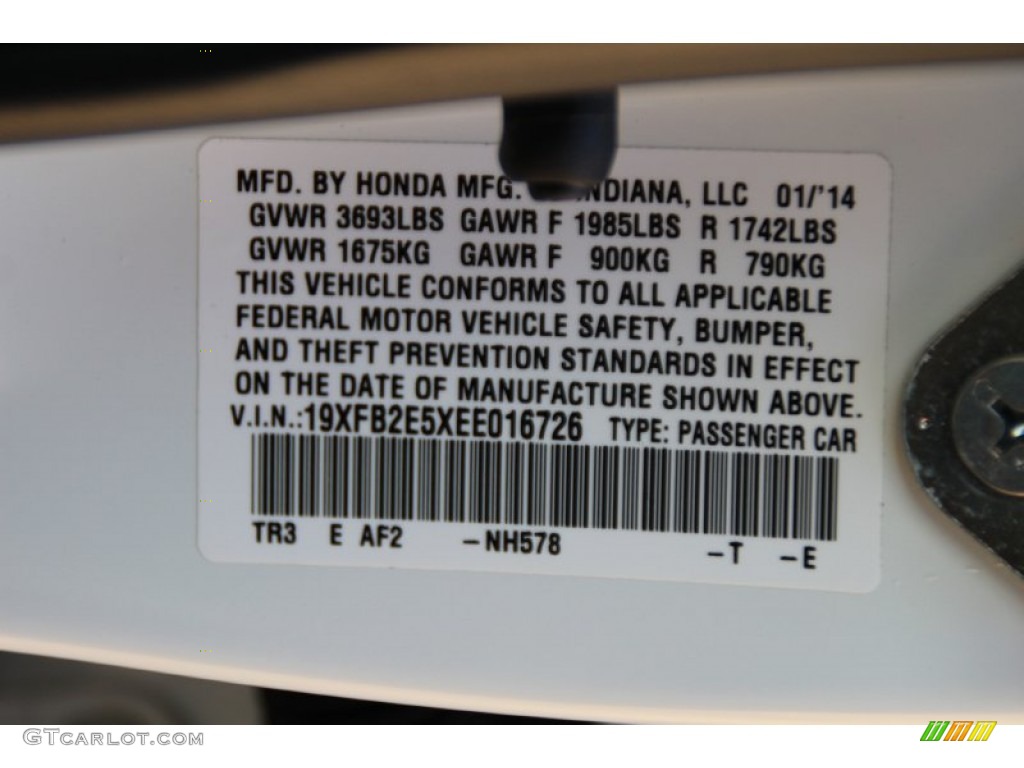 2014 Honda Civic LX Sedan Color Code Photos