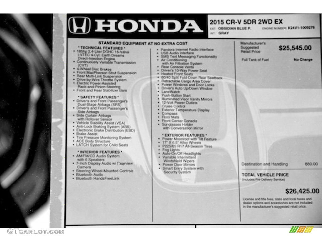 2015 Honda CR-V EX Window Sticker Photo #101451036
