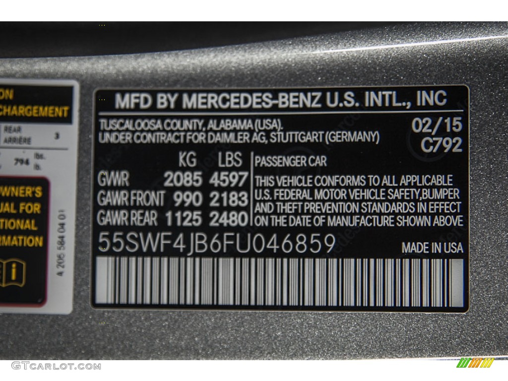 2015 C Color Code 792 for Paladium Silver Metallic Photo #101454270