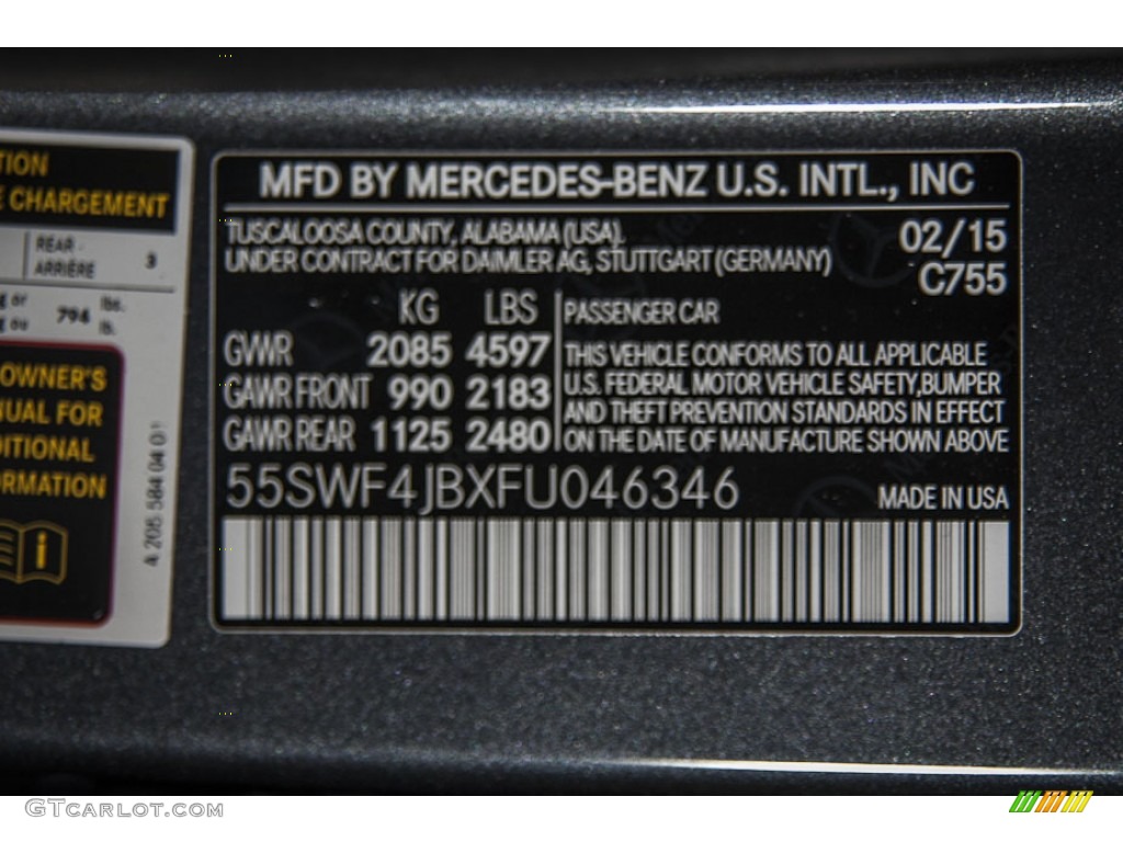2015 C Color Code 755 for Steel Grey Metallic Photo #101454753