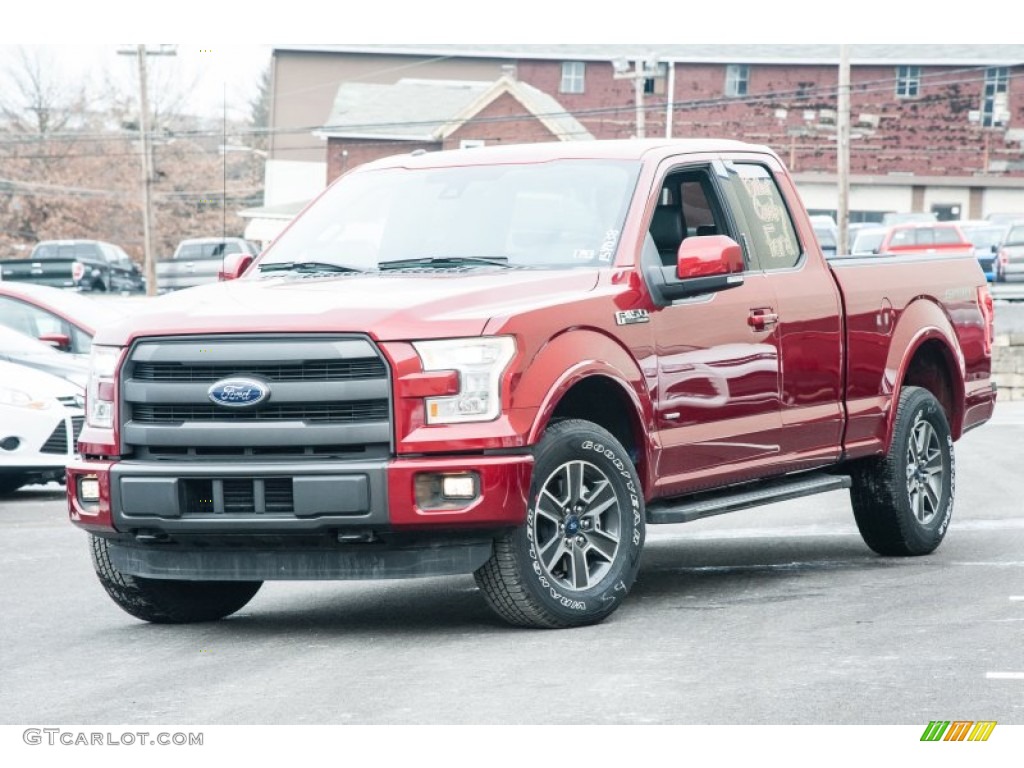 Ruby Red Metallic 2015 Ford F150 Lariat SuperCab 4x4 Exterior Photo #101464065