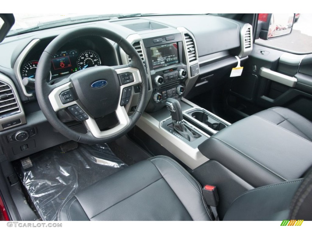 Black Interior 2015 Ford F150 Lariat SuperCab 4x4 Photo #101464272