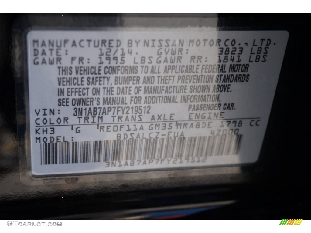 2015 Sentra Color Code KH3 for Super Black Photo #101466114