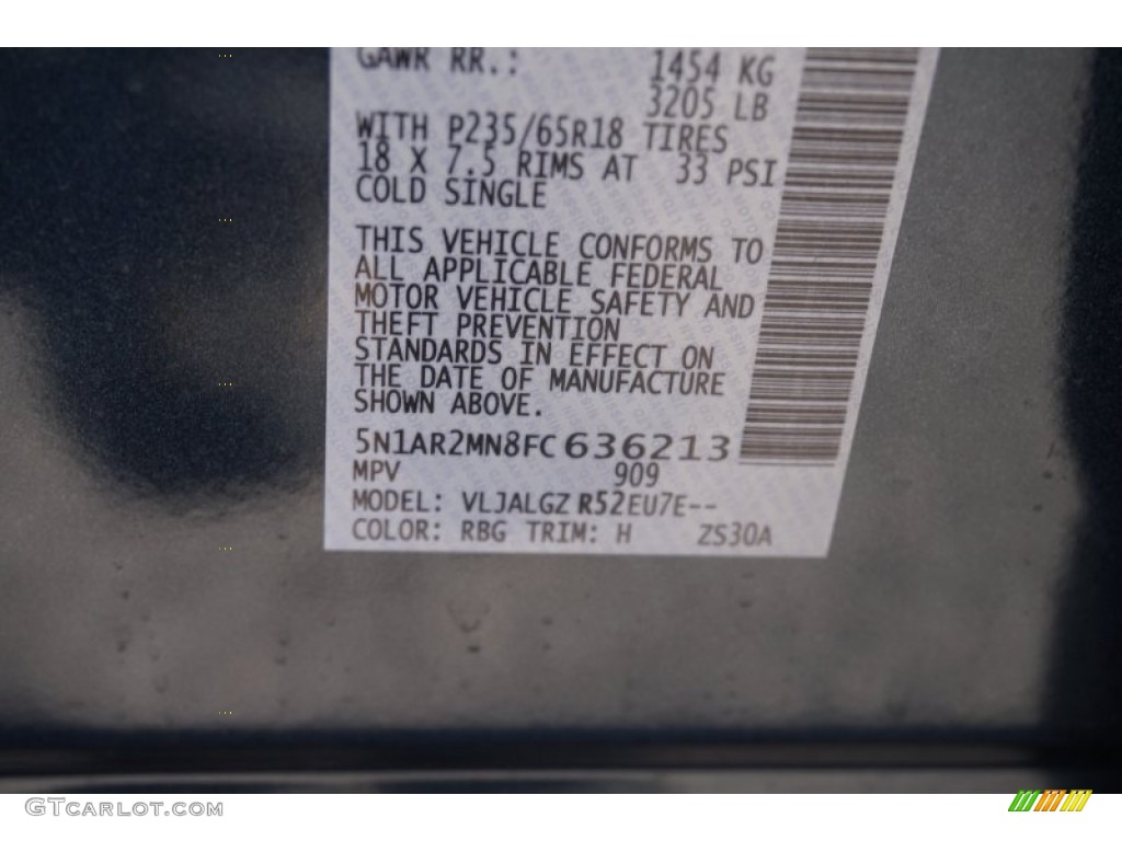 2015 Pathfinder Color Code RBG for Arctic Blue Metallic Photo #101467350