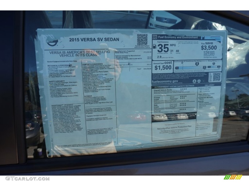 2015 Nissan Versa 1.6 SV Sedan Window Sticker Photos