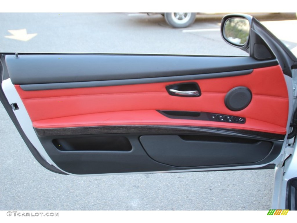 2012 BMW 3 Series 328i Convertible Coral Red/Black Door Panel Photo #101480004