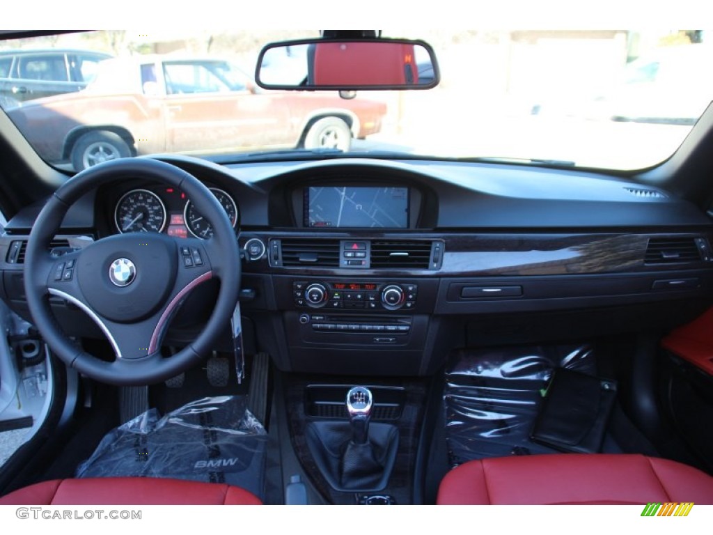 2012 BMW 3 Series 328i Convertible Coral Red/Black Dashboard Photo #101480115