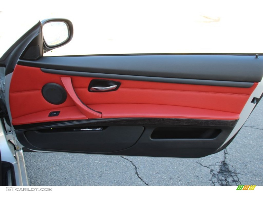 2012 BMW 3 Series 328i Convertible Coral Red/Black Door Panel Photo #101480295
