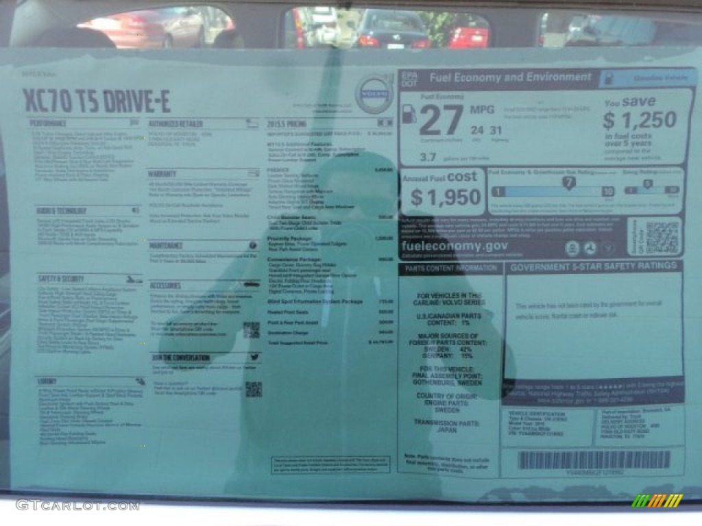 2015 Volvo XC70 T5 Drive-E Window Sticker Photo #101484783