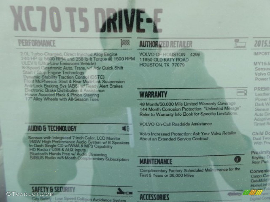 2015 Volvo XC70 T5 Drive-E Window Sticker Photo #101484816