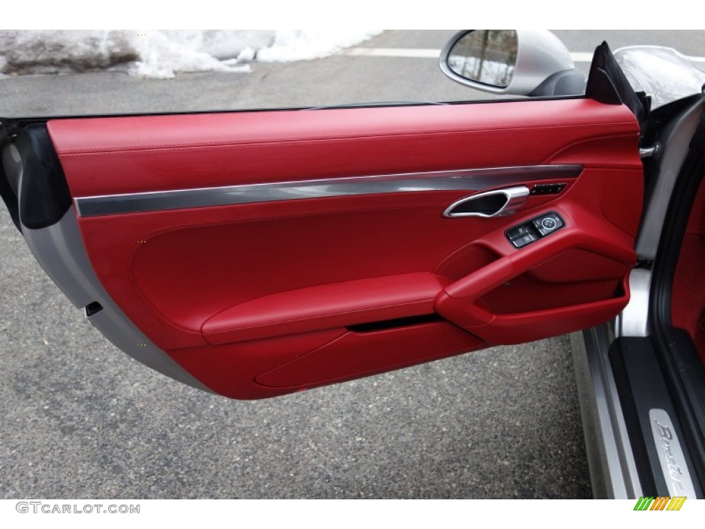 2013 Porsche Boxster S Carrera Red Natural Leather Door Panel Photo #101490614