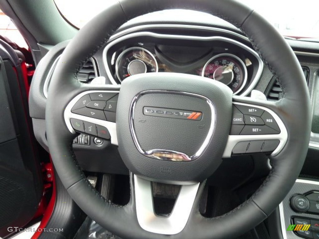 2015 Dodge Challenger SXT Plus Black Steering Wheel Photo #101498947