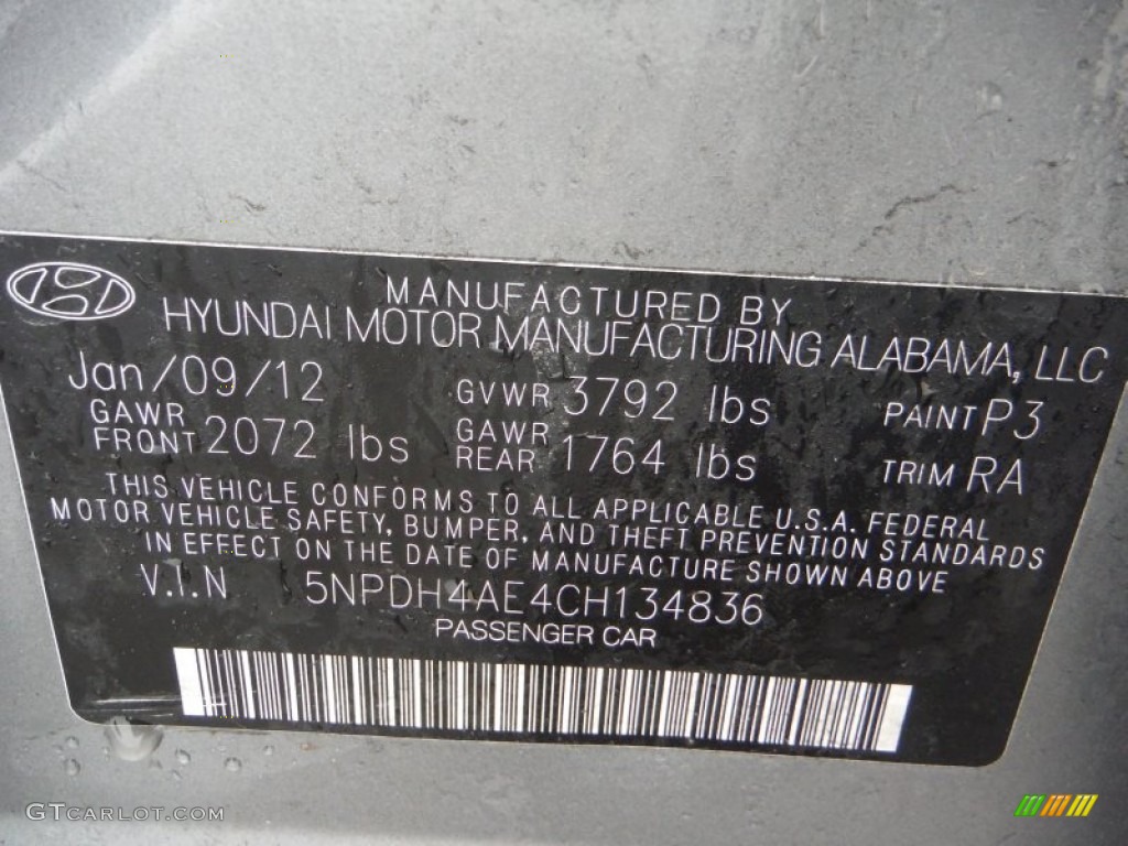 2012 Elantra GLS - Harbor Gray Metallic / Gray photo #23