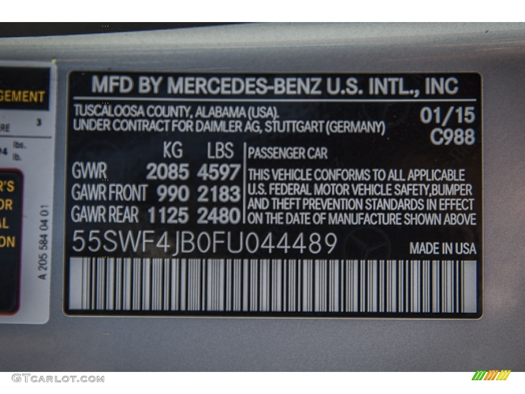 2015 C Color Code 988 for Diamond Silver Metallic Photo #101502353
