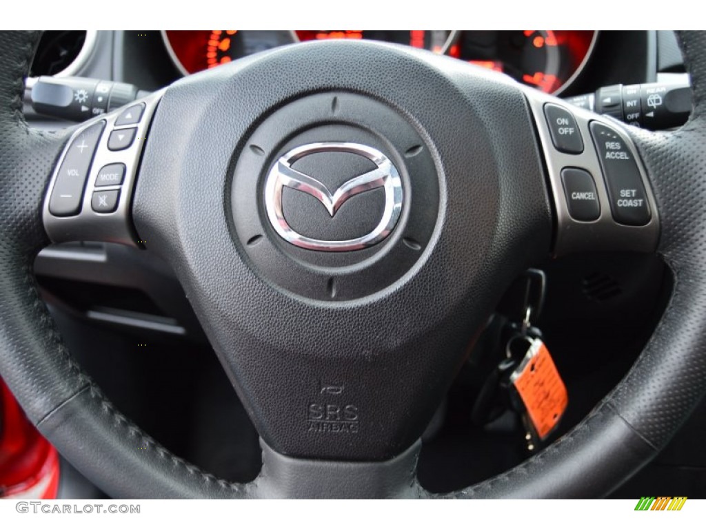 2008 Mazda MAZDA3 s Sport Hatchback Black Steering Wheel Photo #101509193