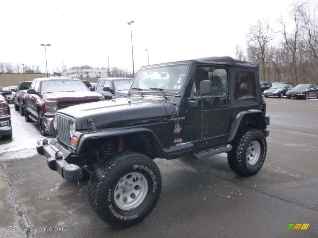 2002 Wrangler Sahara 4x4 - Black / Camel Beige/Dark Green photo #1