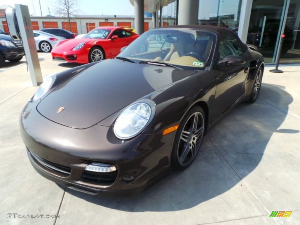 2009 911 Turbo Cabriolet - Macadamia Metallic / Sand Beige photo #3