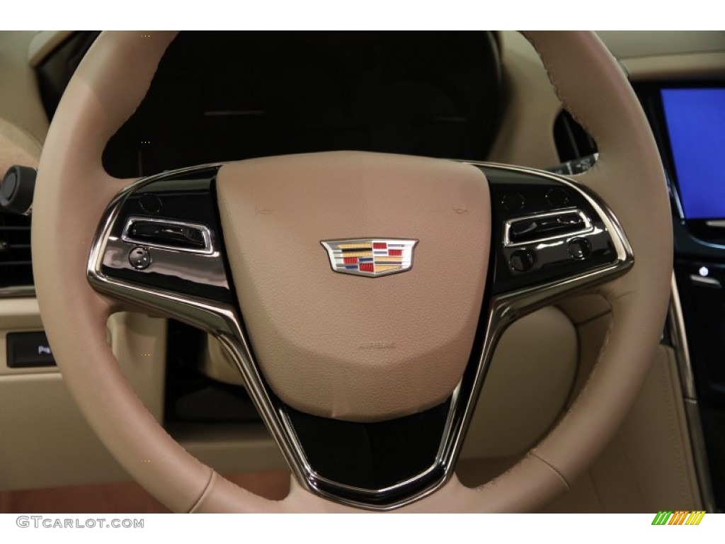 2015 Cadillac ATS 2.0T Luxury AWD Sedan Light Neutral/Medium Cashmere Steering Wheel Photo #101531713