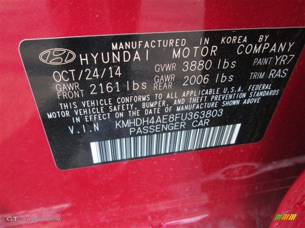 2015 Elantra SE Sedan - Geranium Red / Gray photo #13