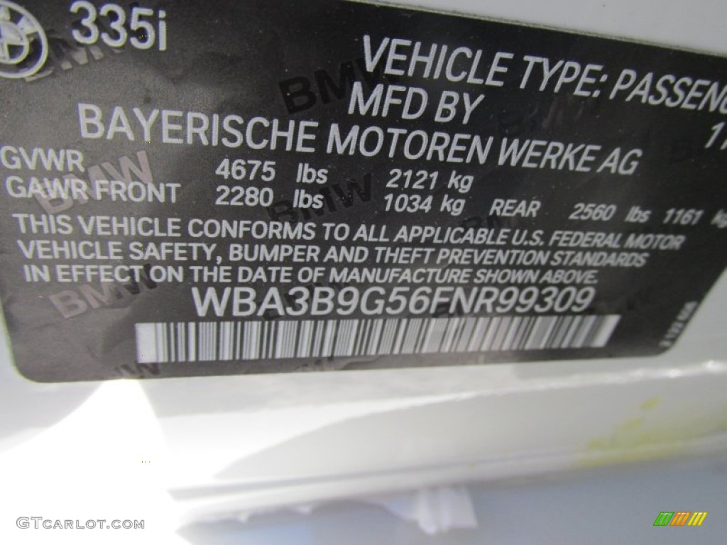 2015 3 Series 335i xDrive Sedan - Alpine White / Black photo #19