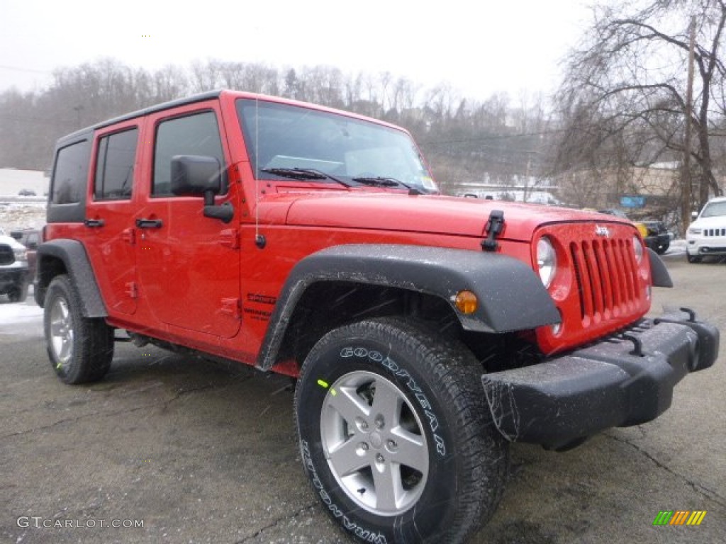 Firecracker Red 2015 Jeep Wrangler Unlimited Sport 4x4 Exterior Photo #101535850
