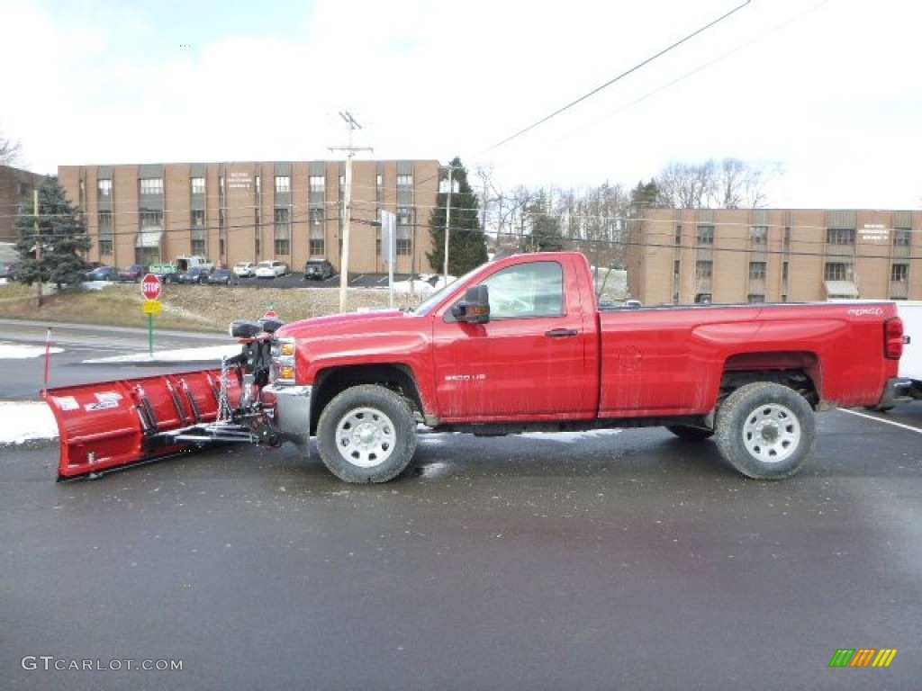 Victory Red 2015 Chevrolet Silverado 3500HD WT Regular Cab 4x4 Plow Truck Exterior Photo #101537290