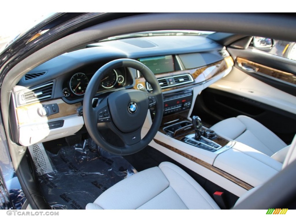 Ivory White/Black Interior 2014 BMW 7 Series 750Li xDrive Sedan Photo #101552857
