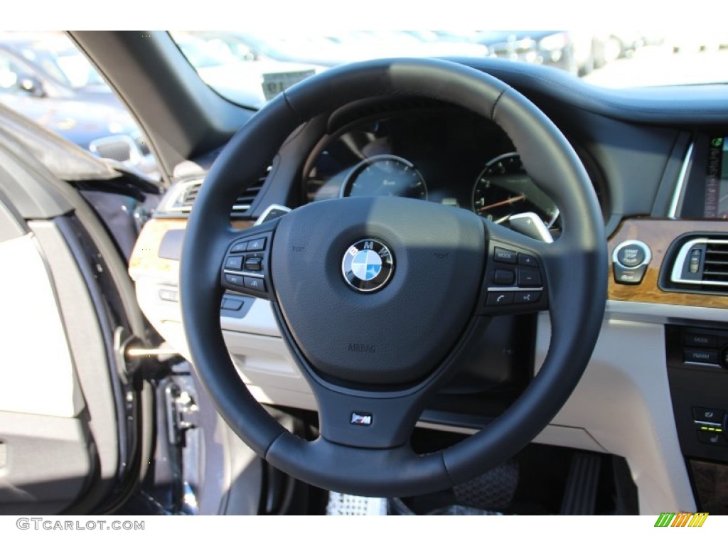 2014 BMW 7 Series 750Li xDrive Sedan Ivory White/Black Steering Wheel Photo #101552992