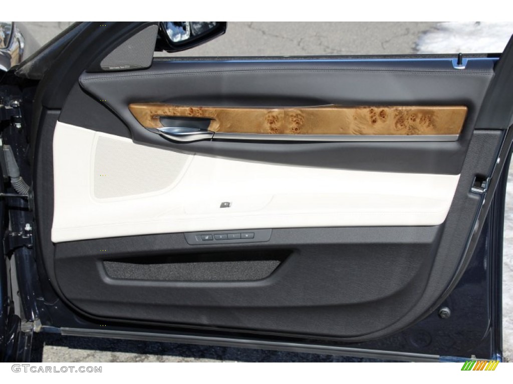 2014 BMW 7 Series 750Li xDrive Sedan Ivory White/Black Door Panel Photo #101553145