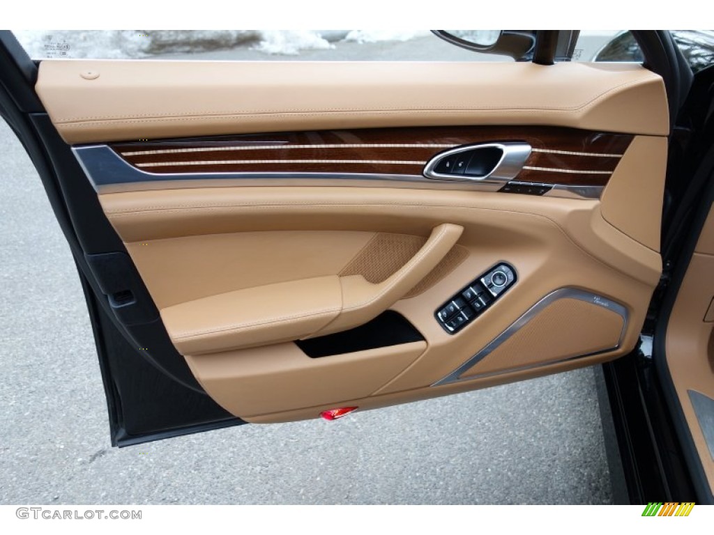 2014 Porsche Panamera Turbo Executive Cognac Natural Leather Door Panel Photo #101554597