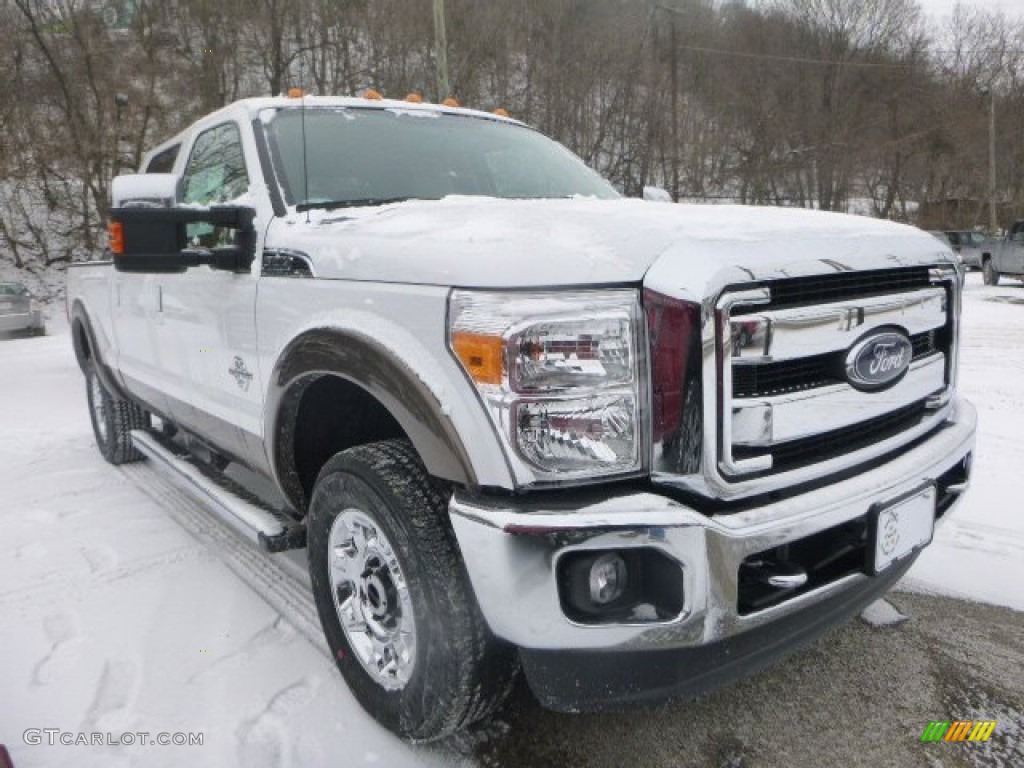 2015 F250 Super Duty Lariat Crew Cab 4x4 - Oxford White / Adobe photo #4