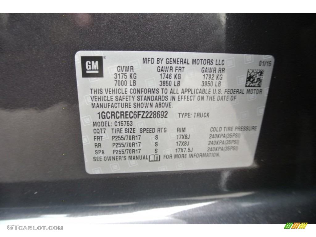 2015 Silverado 1500 LT Double Cab - Tungsten Metallic / Jet Black photo #10