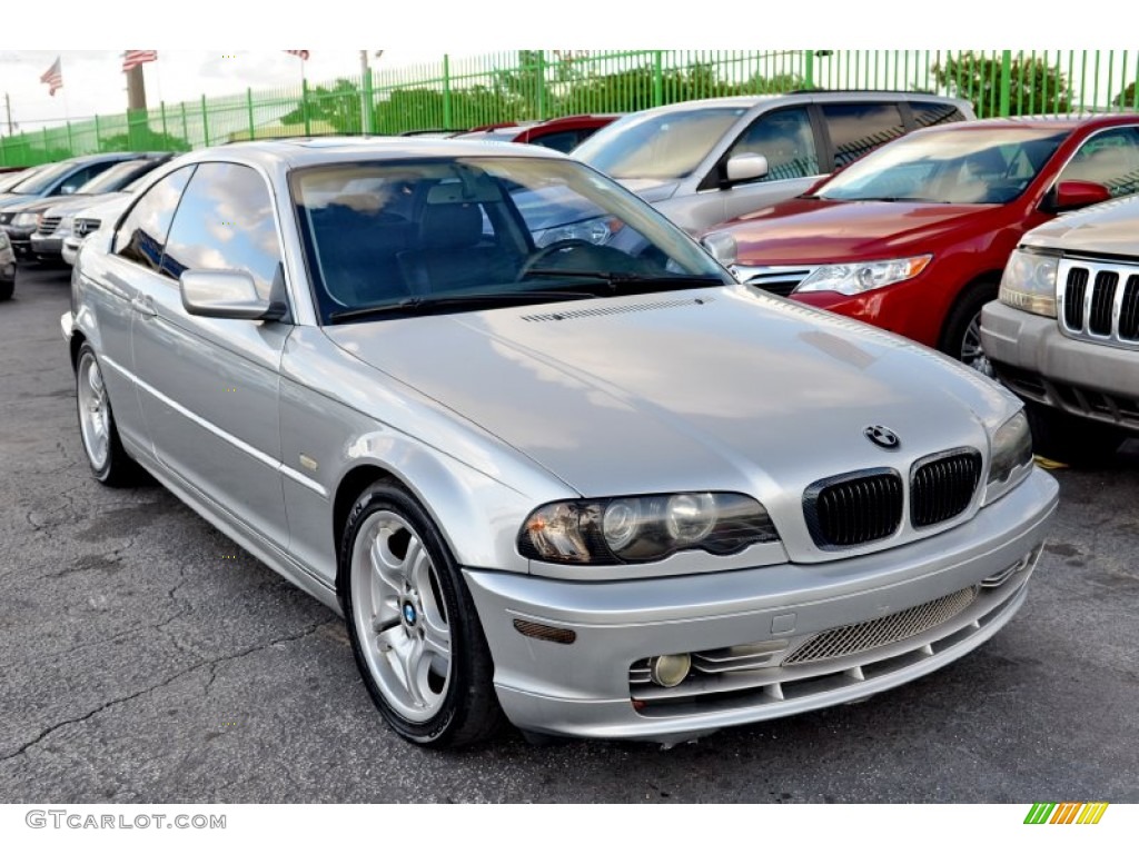 2002 3 Series 330i Coupe - Titanium Silver Metallic / Black photo #3