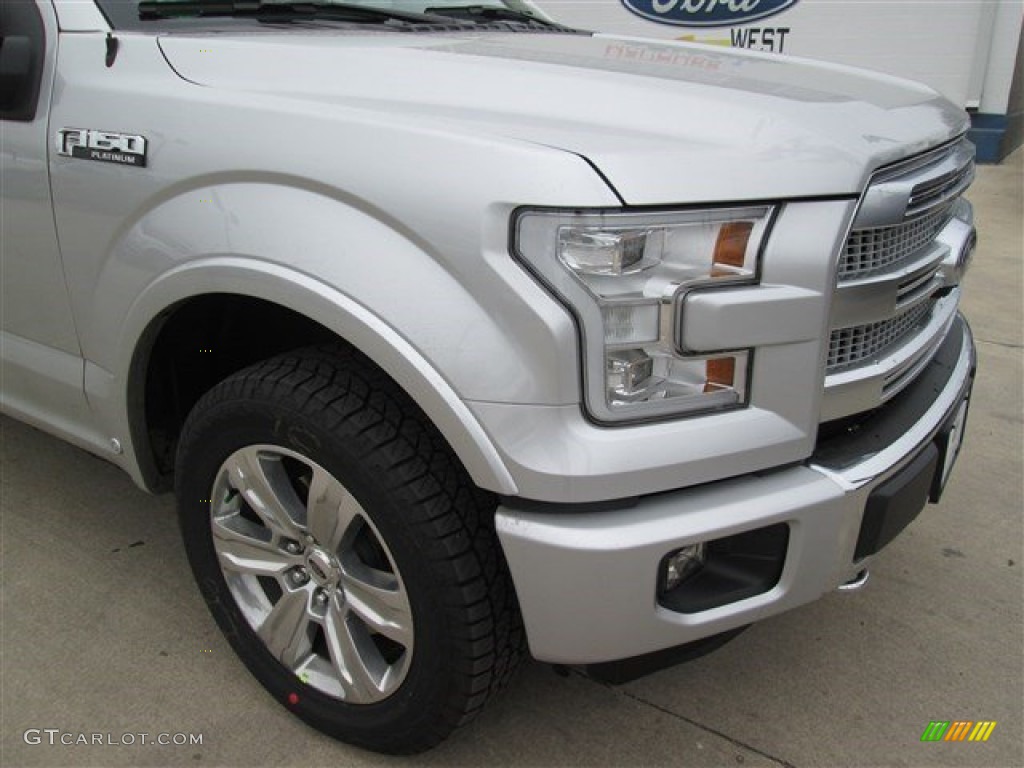 2015 F150 Platinum SuperCrew 4x4 - Ingot Silver Metallic / Black photo #4