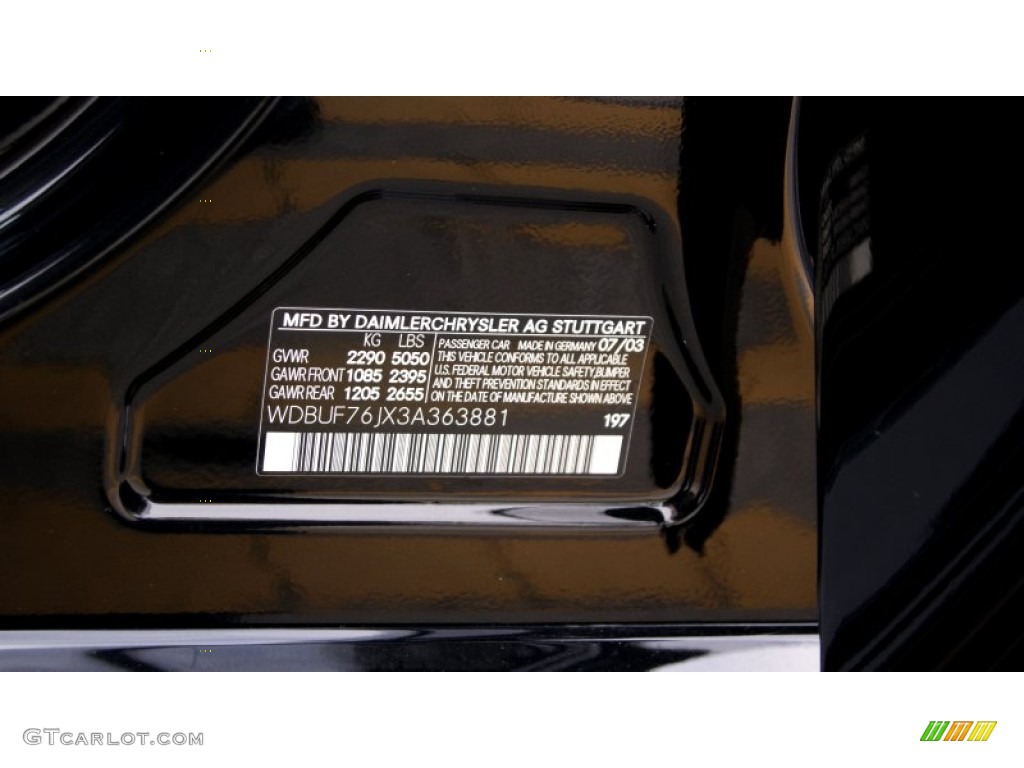2003 E Color Code 197 for Obsidian Black Metallic Photo #101623071