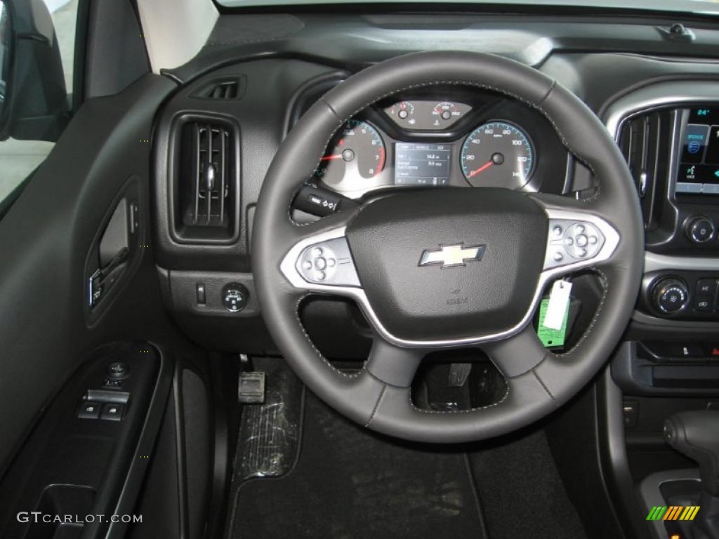 2015 Chevrolet Colorado LT Extended Cab Jet Black Steering Wheel Photo #101623200