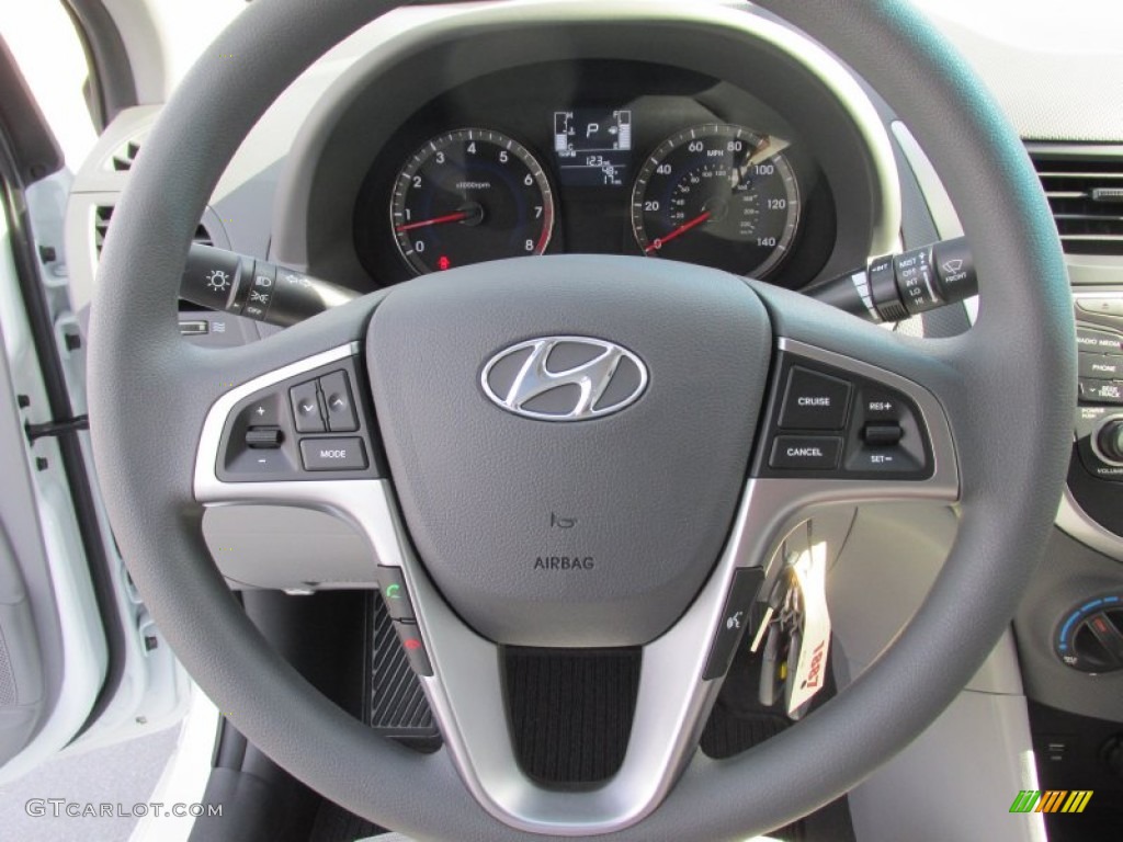 2015 Hyundai Accent GLS Gray Steering Wheel Photo #101642714