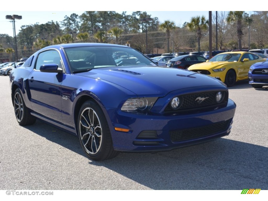 2014 Mustang GT Premium Coupe - Deep Impact Blue / Charcoal Black/Grabber Blue Accent photo #1