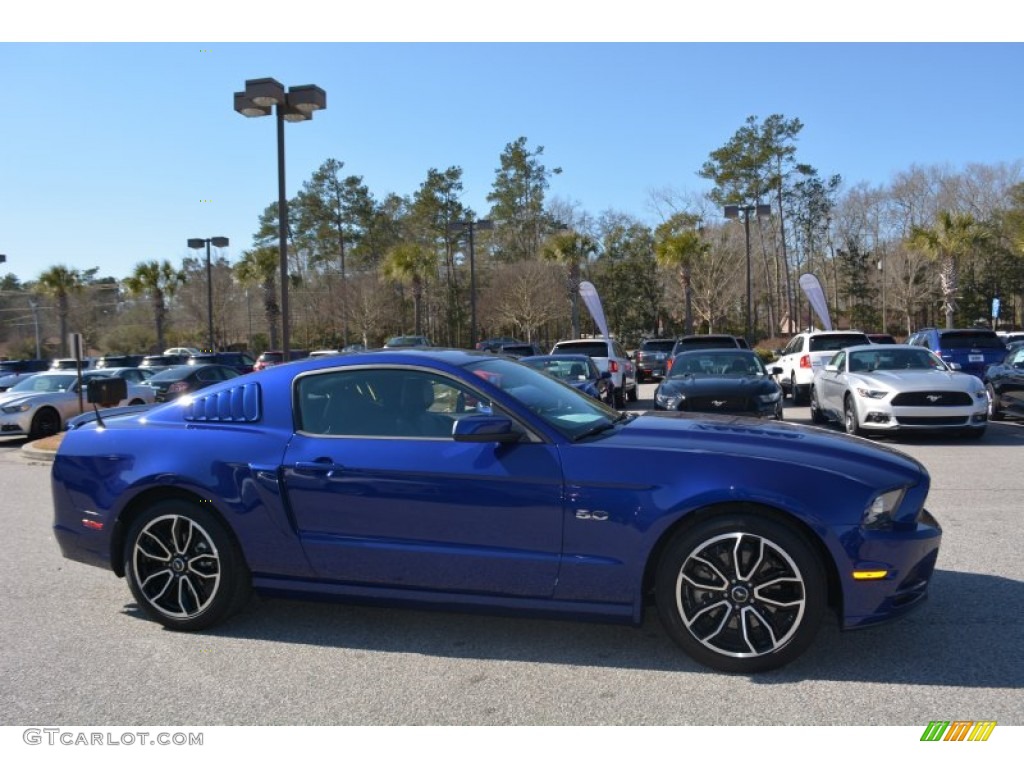 2014 Mustang GT Premium Coupe - Deep Impact Blue / Charcoal Black/Grabber Blue Accent photo #2