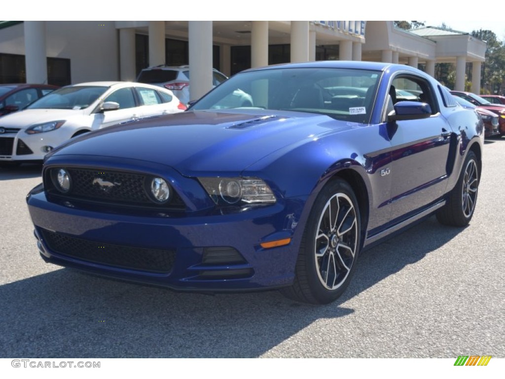2014 Mustang GT Premium Coupe - Deep Impact Blue / Charcoal Black/Grabber Blue Accent photo #7