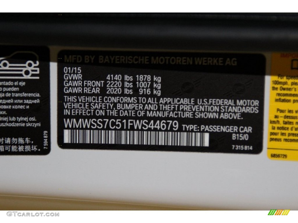 2015 Paceman Color Code B15 for Light White Photo #101655032