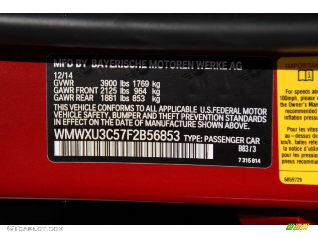 2015 Cooper Color Code B83 for Blazing Red Metallic Photo #101656418