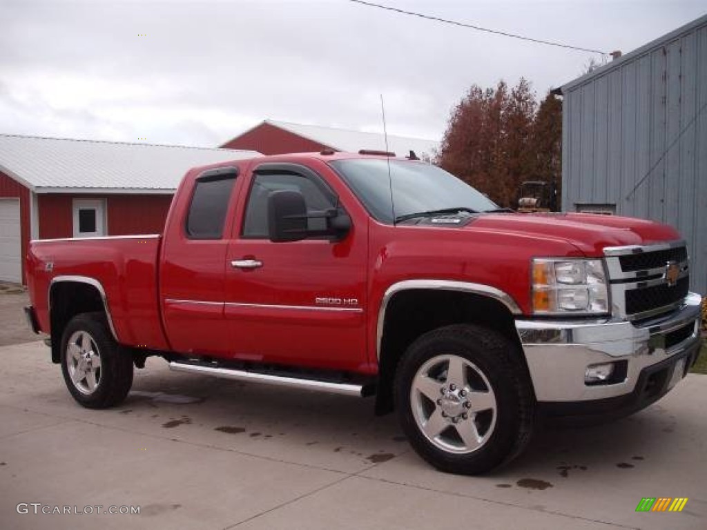 Victory Red 2013 Chevrolet Silverado 2500HD LT Extended Cab 4x4 Exterior Photo #101666652