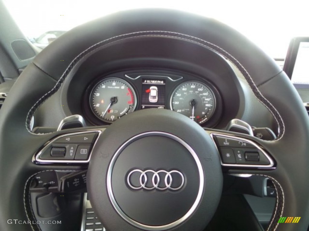 2015 Audi S3 2.0T Prestige quattro Black/Dark Silver Steering Wheel Photo #101671925