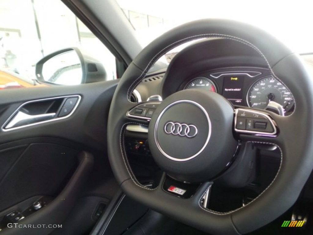 2015 Audi S3 2.0T Prestige quattro Black/Dark Silver Steering Wheel Photo #101672018