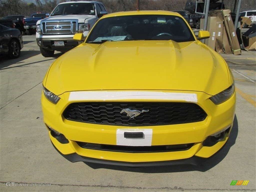 2015 Mustang V6 Coupe - Triple Yellow Tricoat / Ebony photo #17